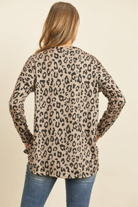 Thumbnail for Riah Fashion - Long Sleeve Animal Print Rounded Hem Top - 2 COLORS -