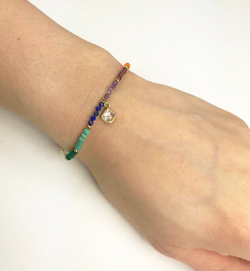 Gena Myint - Chakra With Clear Quartz Drop Bracelet -