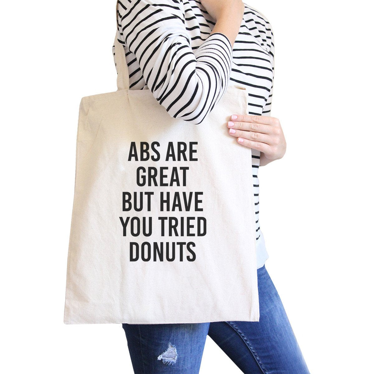 Abs Are Great but ... Natural Canvas Bag Funny Workout Quote Gym Bags -