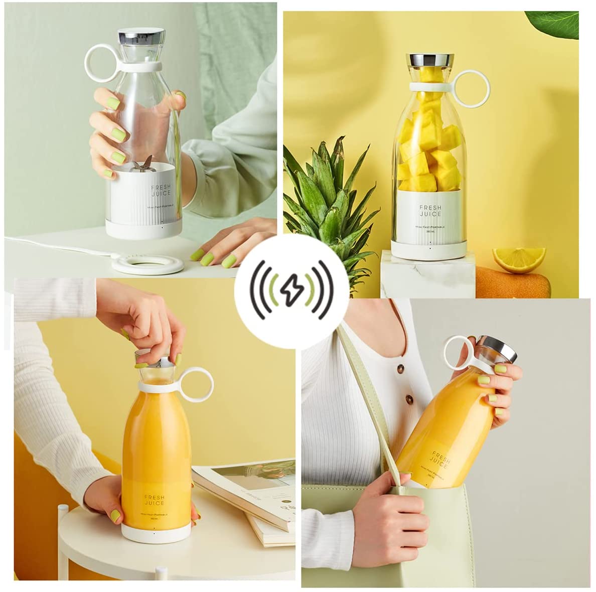 Personal Electric Mini Handheld - Wireless Rechargeable only - 350ml Bottle - Smoothie Mixer - Portable Blender - [12-17 DAY DELIVERY] - 2 COLORS -