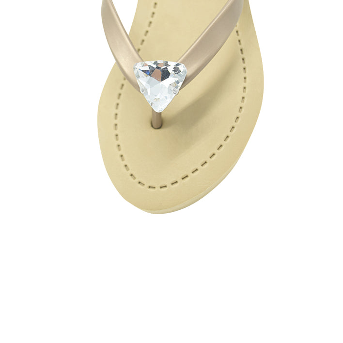 SAND BY SAYA N.Y. - Triangle Studs - Mid Wedge Flip Flops With Crystal Stone - 2 COLORS -