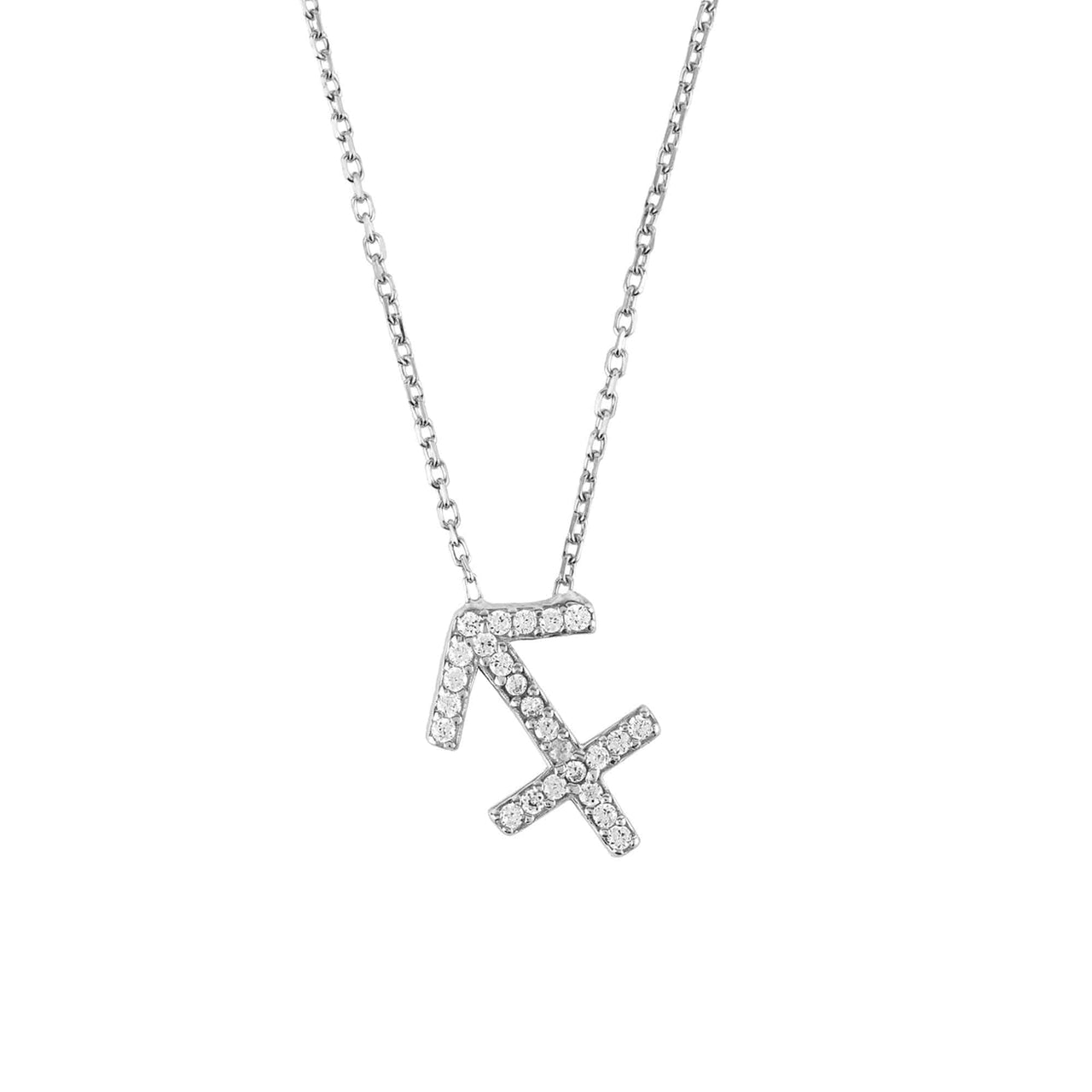 Zodiac Star Sign Pendant Necklace Silver - Sagittarius -