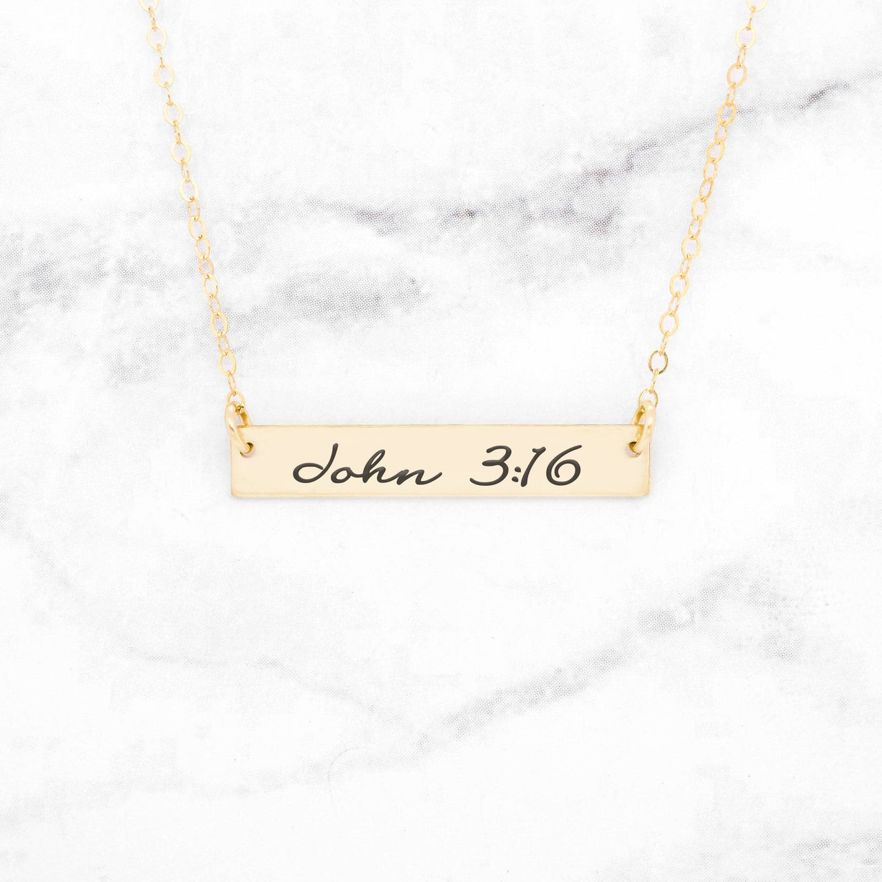 John 3:16 Necklace - Rose Gold Bar Necklace -