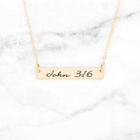 Thumbnail for John 3:16 Necklace - Rose Gold Bar Necklace -