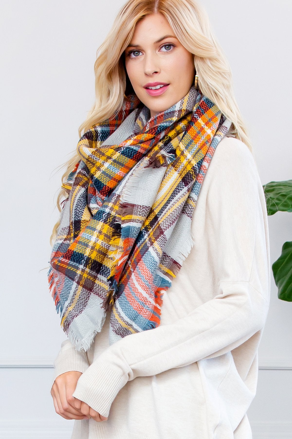 Riah Fashion - Fringe Blanket Scarf -