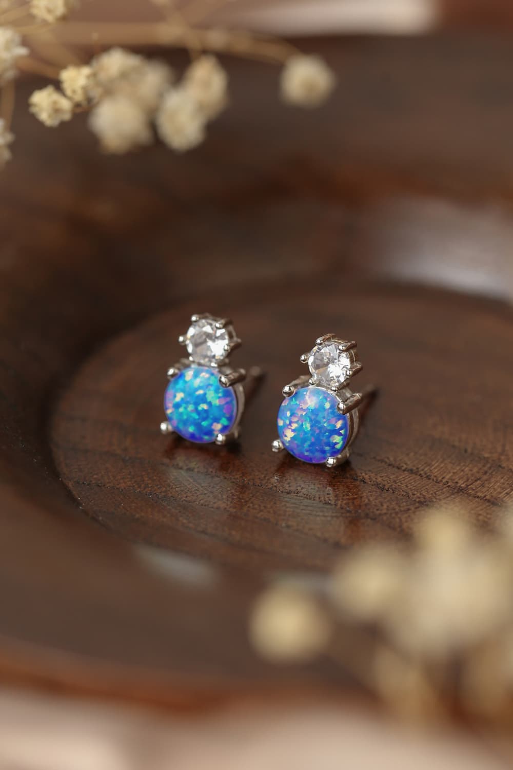 4-Prong Opal Stud Earrings - T - 2 COLORS -