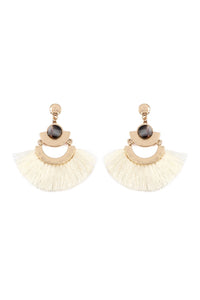 Thumbnail for Dangling Tassel Fan Drop Earrings - 6 COLORS -