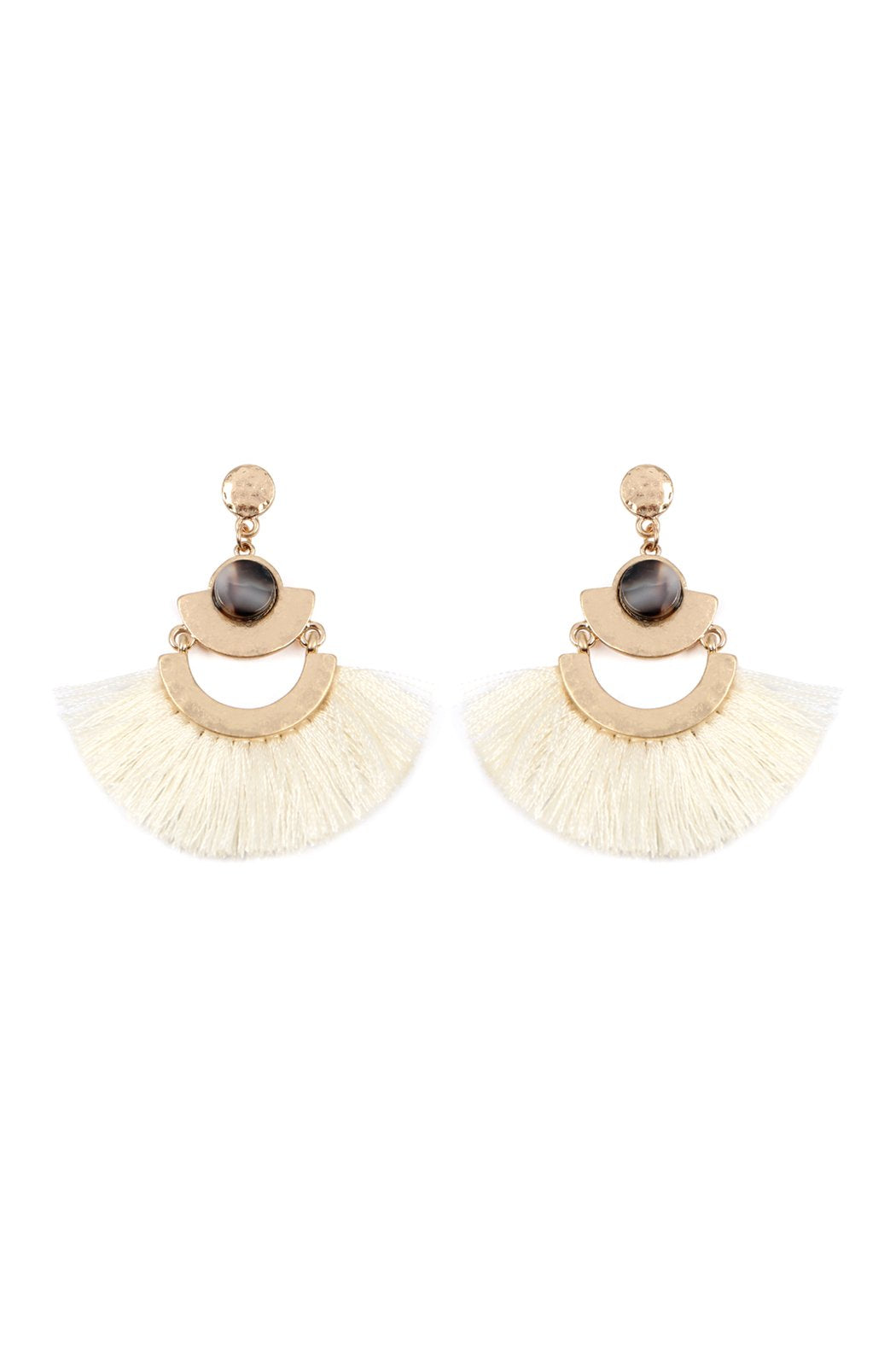 Dangling Tassel Fan Drop Earrings - 6 COLORS -