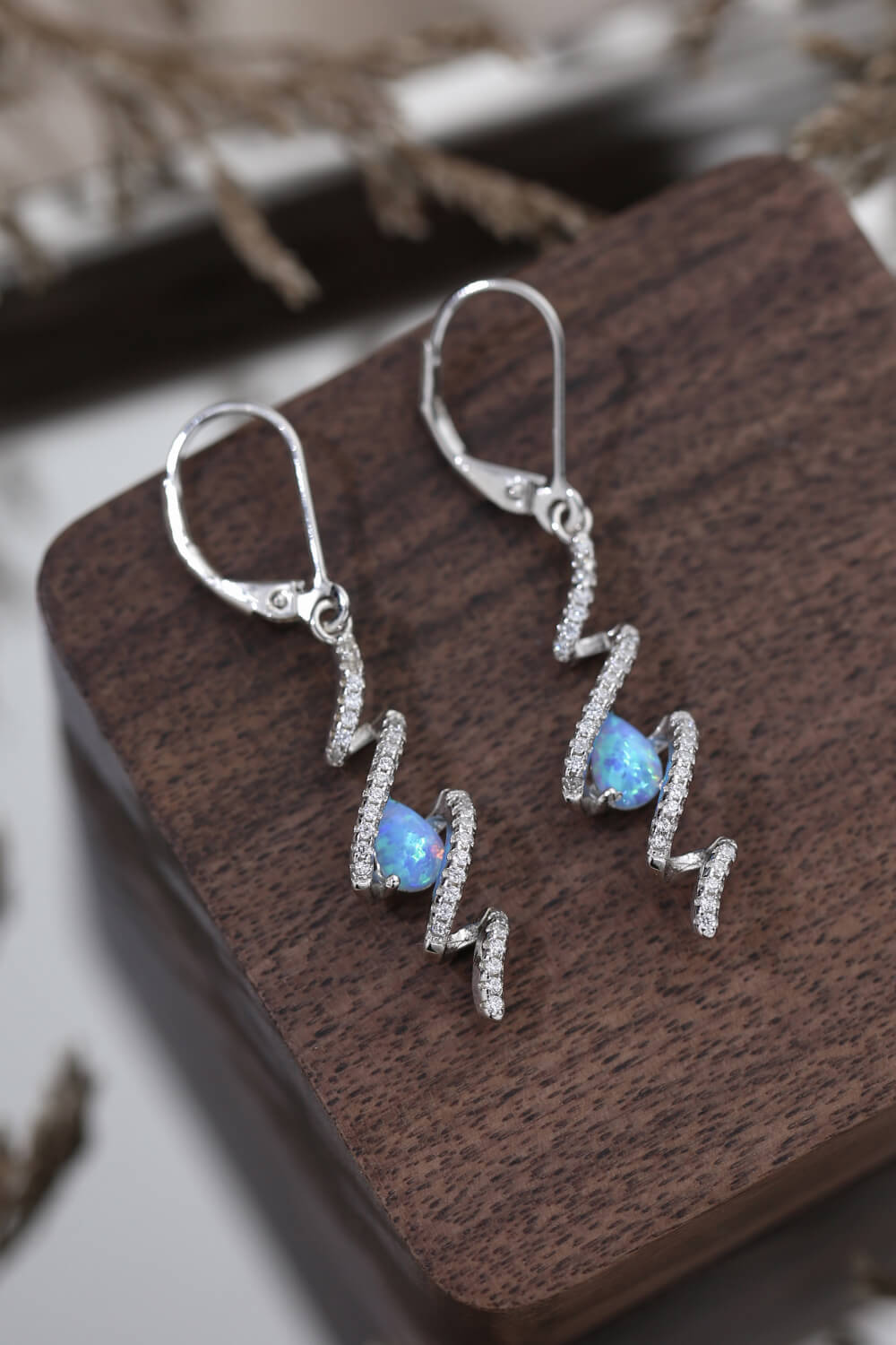 Twisted Opal Drop Earrings - T - 2 COLORS -