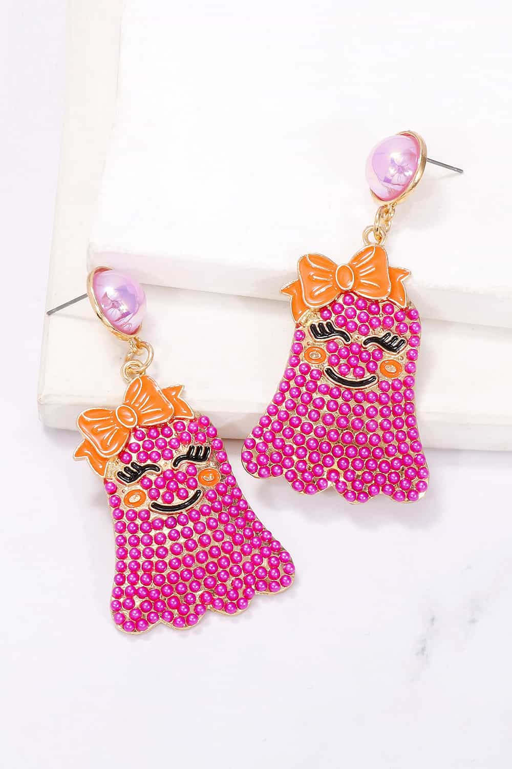 Smiling Ghost Shape Synthetic Pearl Earrings - T - 4 COLORS -