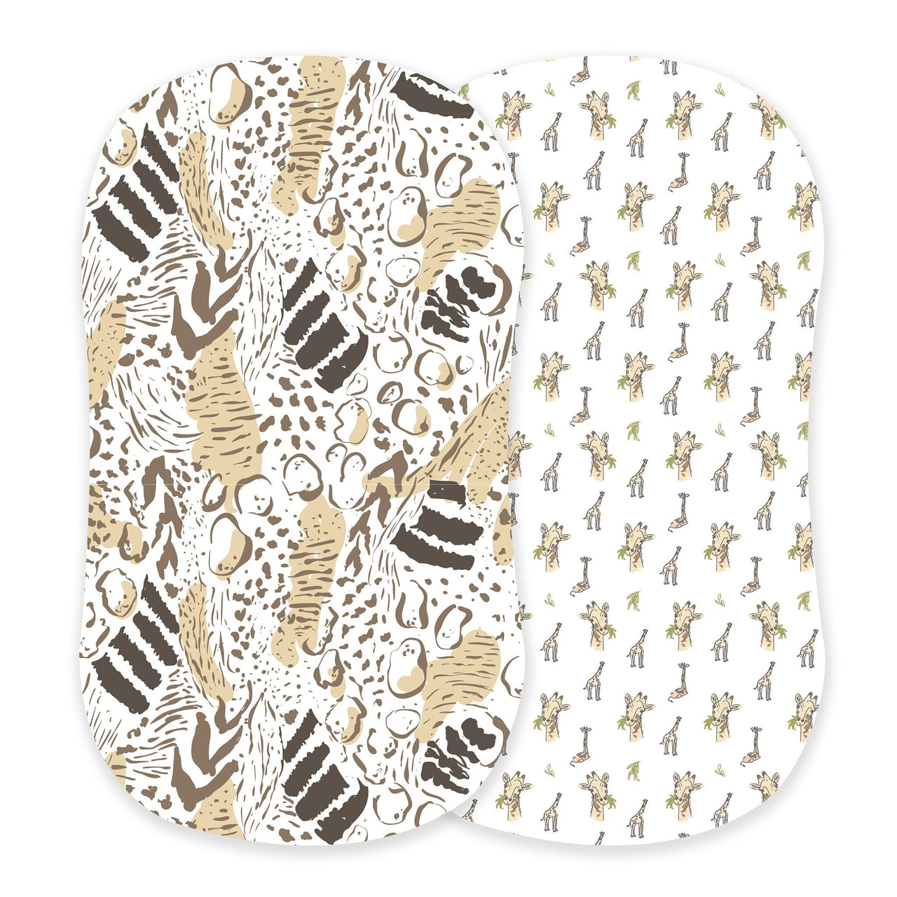 Newcastle - Animal Print and Hungry Giraffe Changing Pad Cover/Bamboo Bassinet Sheets -