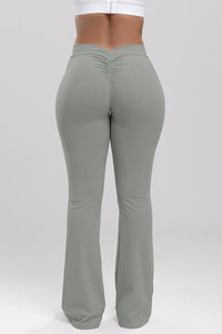 Thumbnail for Ruched High Waist Bootcut Active Pants - T - 7 COLORS -