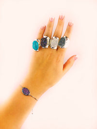 Thumbnail for Christie Jean - Amy Druzy Statement Ring in Silver-Teal -