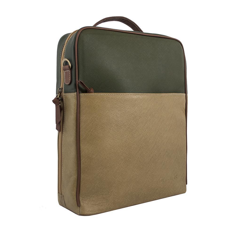 ClaudiaG - Augusta Leather Backpack-Tan/Olive Green - 1 COLOR -