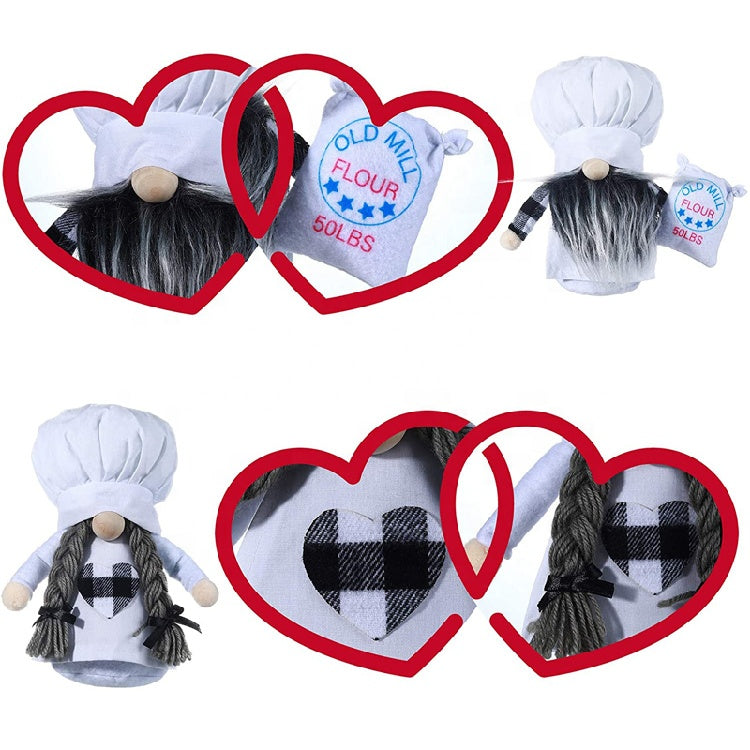 2 PCS Cute Kitchen Chef Love Sweet Gnome Cooking Tomtes for Home Table Kitchen - 7.87" EA. - 2 PCS - [10-15 DAY DELIVERY] - 2 TYPES SOLD AS SET -