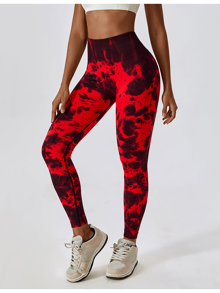 Tie Dye Wide Waistband Active Leggings - T - 7 COLORS -