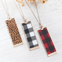 Thumbnail for Rectangle Shape Leather Pendant Necklace - 7 COLORS -