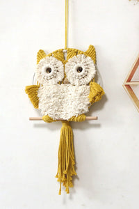 Thumbnail for Hand-Woven Tassel Owl Macrame Wall Hanging - 27.5