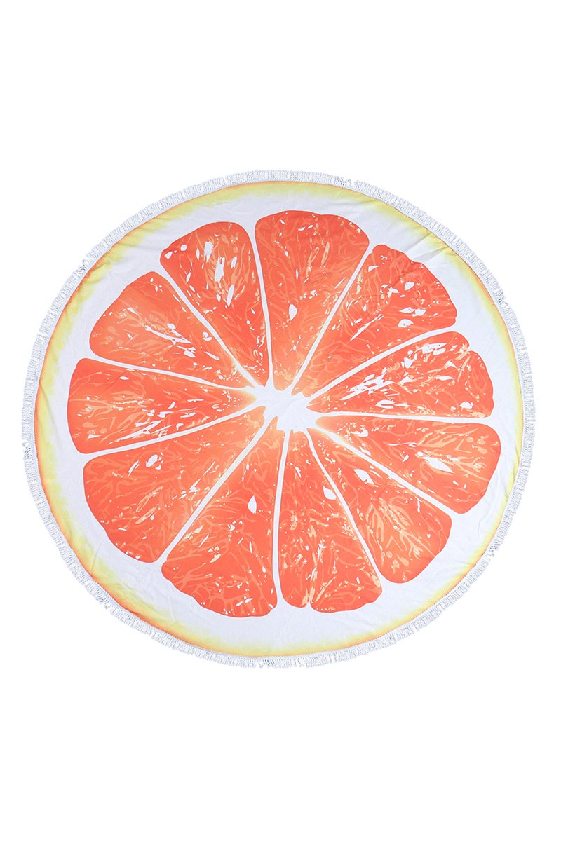 Riah Fashion - Orange Citrus 59" Round Beach Towel/Blanket - 1 COLOR -