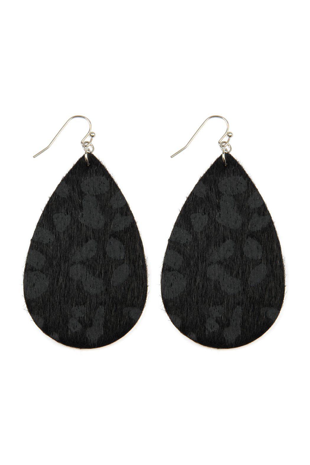 Leopard Print Fabric Fish Hook Teardrop Earrings - 5 COLORS -