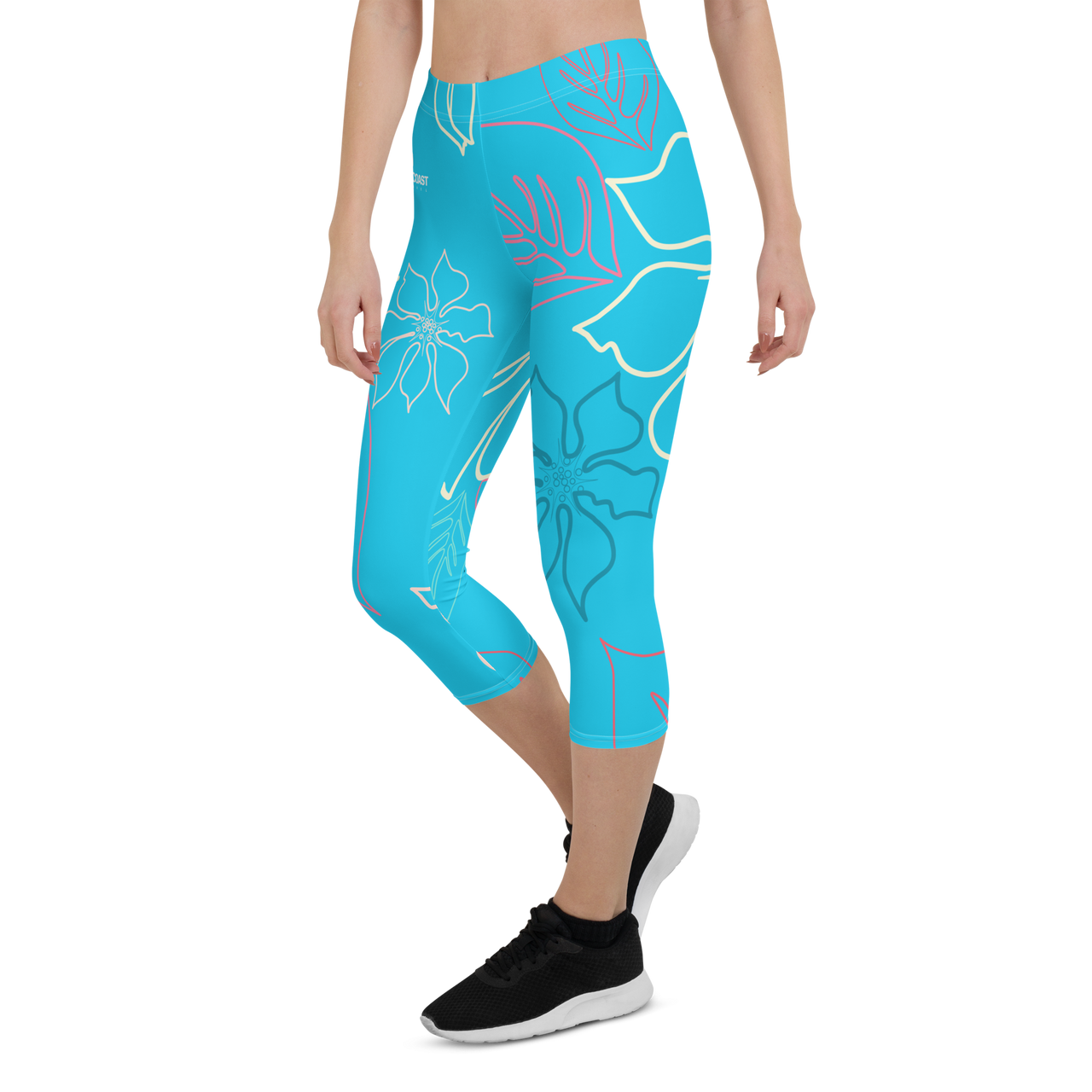 FYC - Women's All Day Comfort Baby Blue aloha Capri Leggings - 1 COLOR -