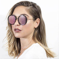 Thumbnail for Farmindale | CA13 - Polarized Circle Round Brow-Bar Fashion Sunglasses - 6 COLORS -