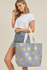 Thumbnail for Riah Fashion - Gold Foil Turtle Tote Bag - 8 COLORS -