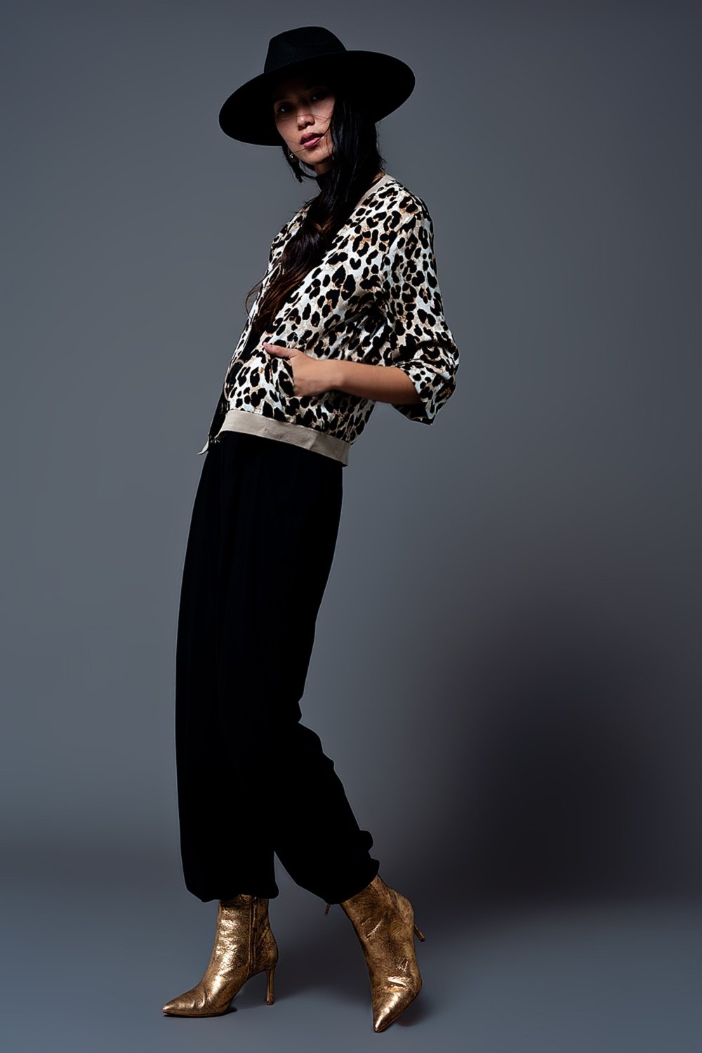 Q2 - Leopard Print Light Bomber in Brown - 1 COLOR -