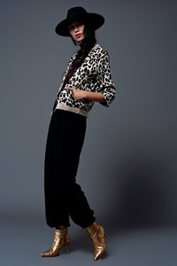 Thumbnail for Q2 - Leopard Print Light Bomber in Brown - 1 COLOR -