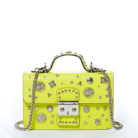 Thumbnail for The Hollywood Bright Yellow Studded Leather Crossbody Bag -