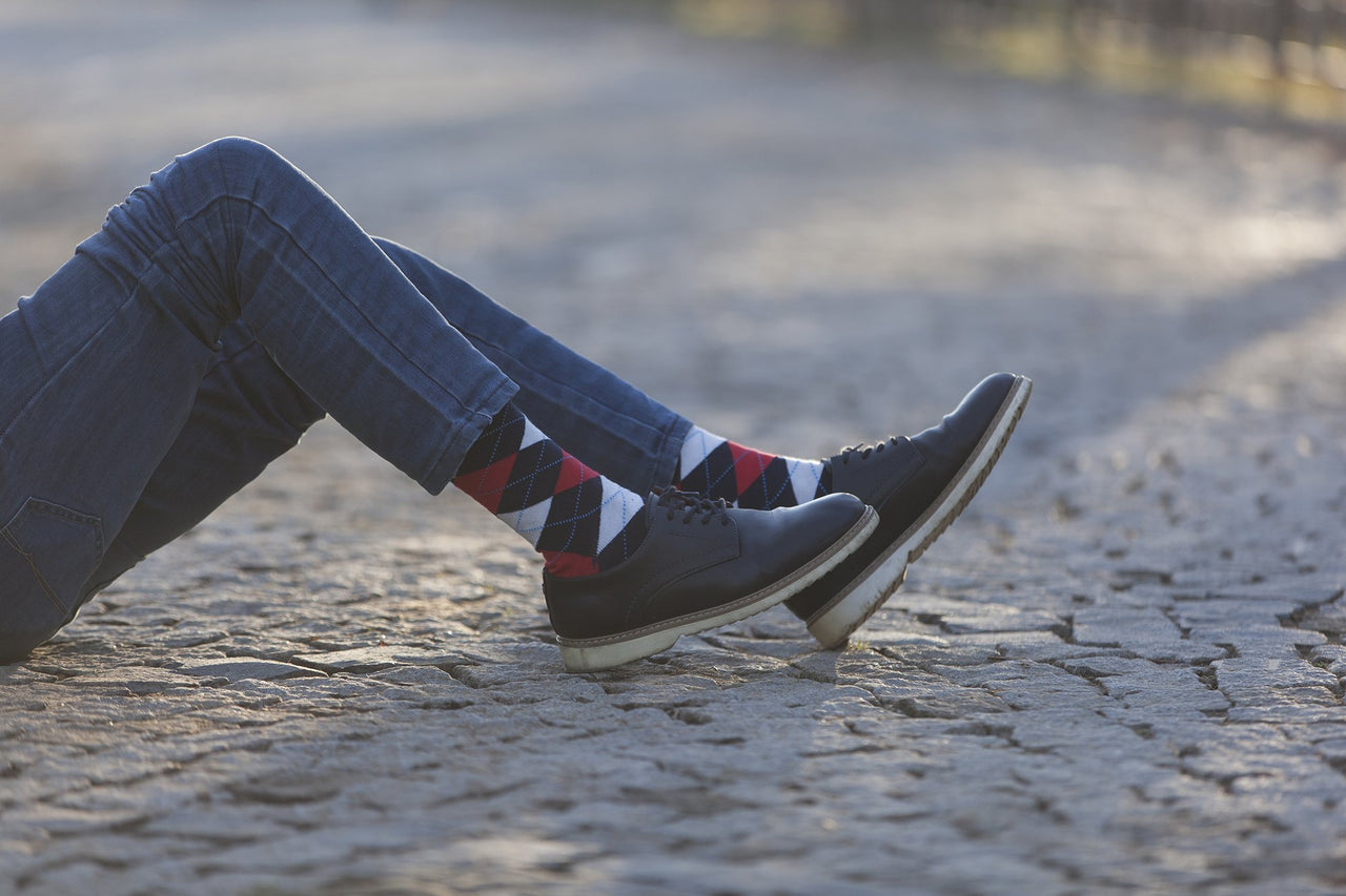 Men's Denim Argyle Socks - 1 COLOR -