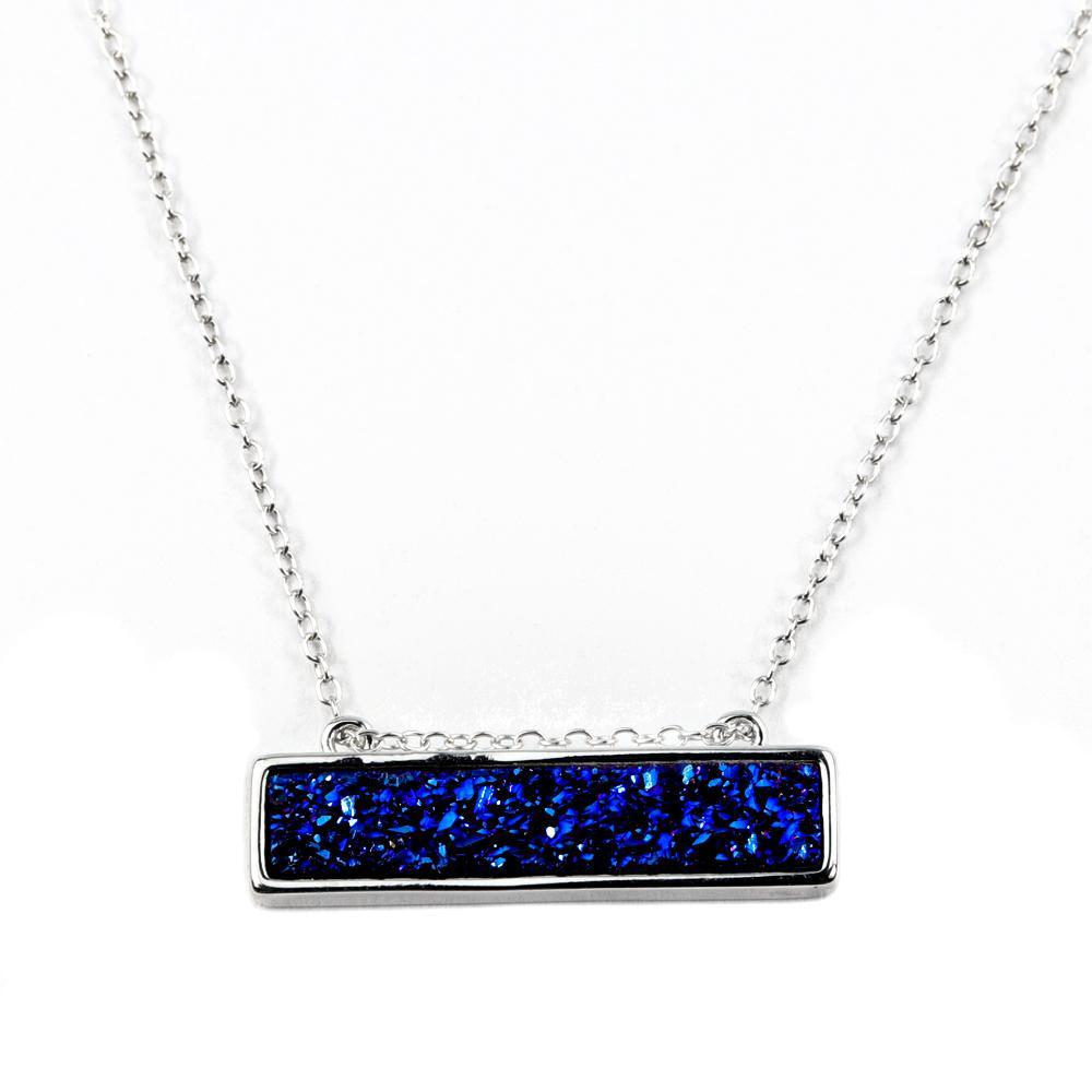 Christy Jean - Bethany Druzy Bar Necklace in Silver -