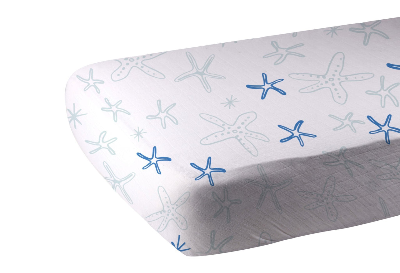 Starfish Cotton Muslin Crib Sheet -