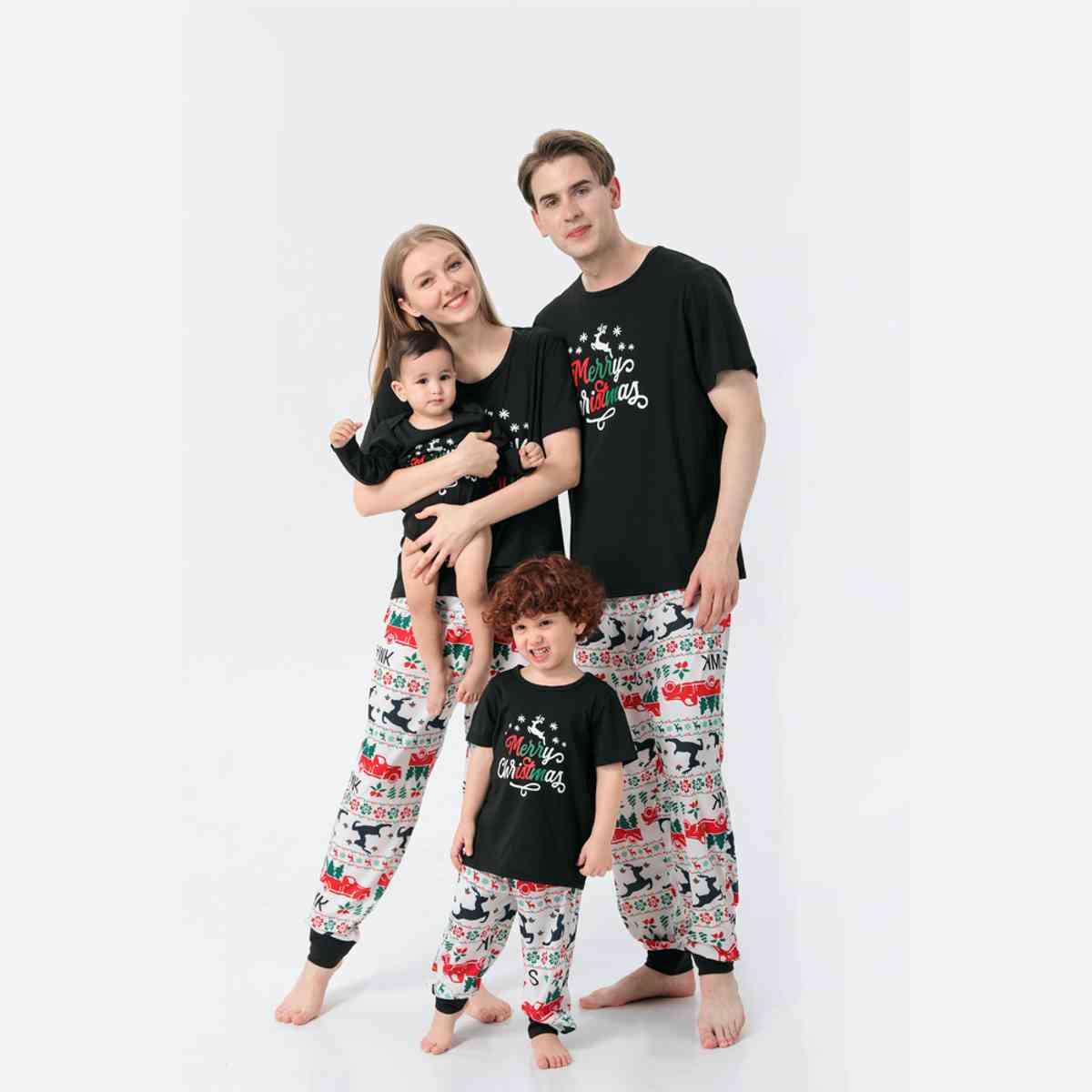 MEN MERRY CHRISTMAS Graphic Top and Printed Pants Set - T -