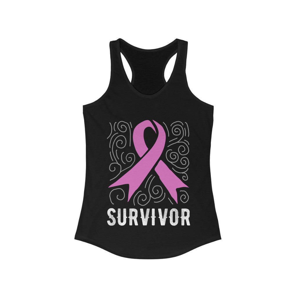 Pink Ribbon - Survivor Breast Cancer Awareness Racerback Tank Top - 2 COLORS -