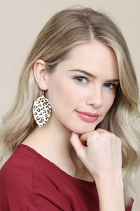 Thumbnail for Riah Fashion - Leopard Leather Drop Earrings - 4 COLORS