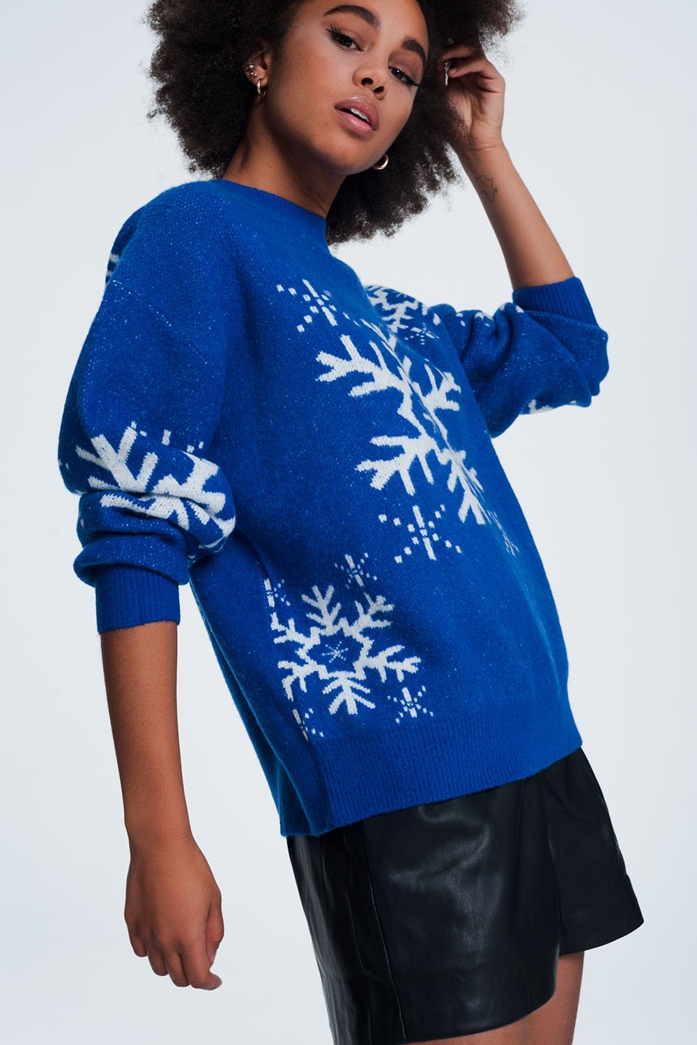 Q2 - Blue Snowflake Sweater - SM., M - ONLY - 1 COLOR -