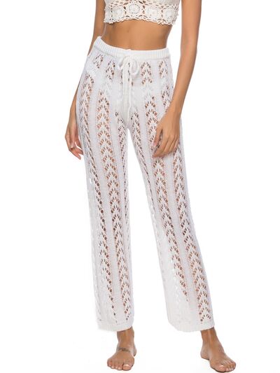 Cutout Drawstring High Waist Beach Pants - T - 3 COLORS -