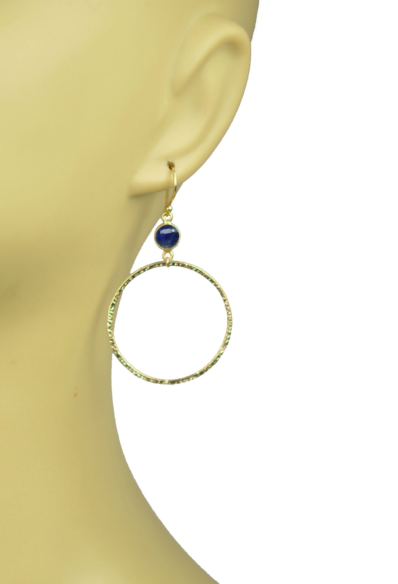 Gena Myint - Lapis Lazuli Bezel Circle Earrings -