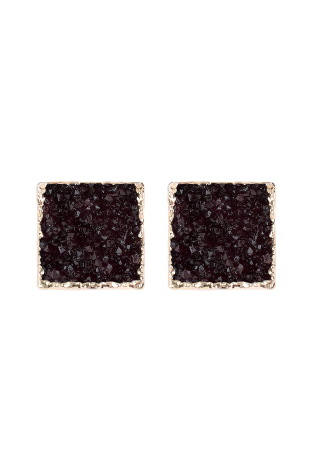 Square Druzy Stone Stud Earrings - 12 COLORS -