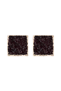 Thumbnail for Square Druzy Stone Stud Earrings - 12 COLORS -