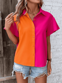 Thumbnail for Contrast Short Sleeve Shirt - T - 1 COLOR -