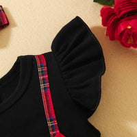 Thumbnail for Plaid Bow Detail Round Neck Dress with Headband - T- 6 SIZES - 2 COLORS -