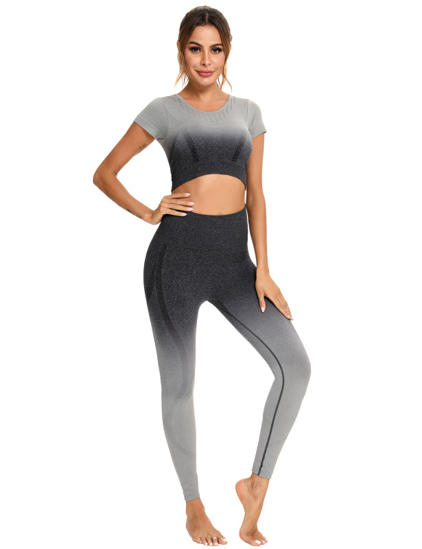 Women's Seamless Short-Sleeved Yoga Suit - K - 3 COLORS -