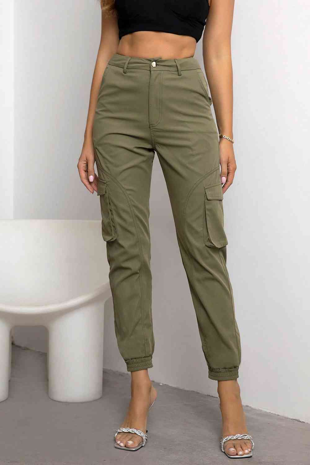 High Waist Cargo Pants - T - 1 COLOR -