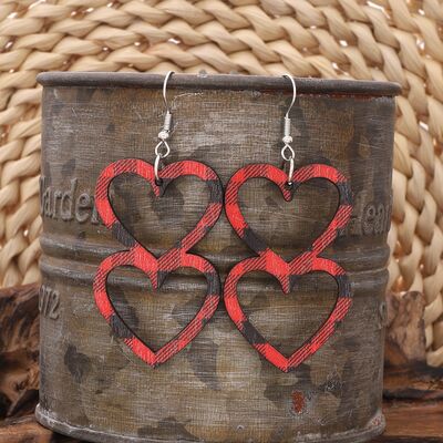 Cutout Heart Shape Wood Earrings - T - 3 COLORS -