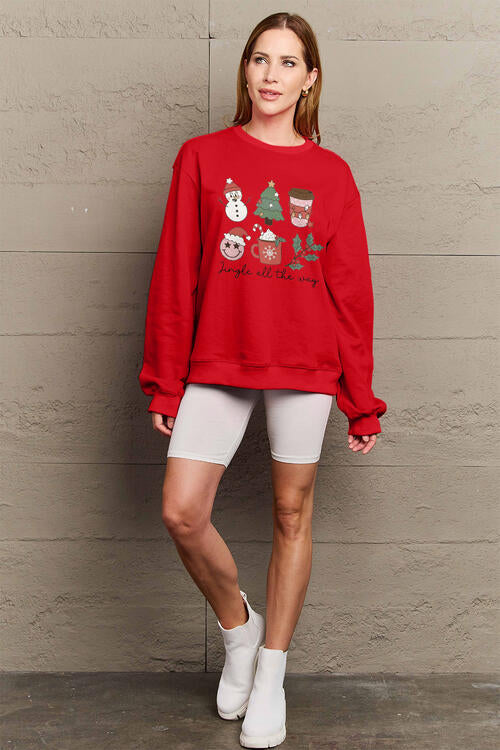 Simply Love Full Size JINGLE ALL THE WAY Long Sleeve Sweatshirt - SIZES S THRU 3XL - T - 4 COLORS -