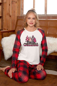 Thumbnail for MERRY CHRISTMAS Graphic Top and Plaid Pants Set - T - SOLD BY SIZE / 2 PCS. - 4 SIZES -