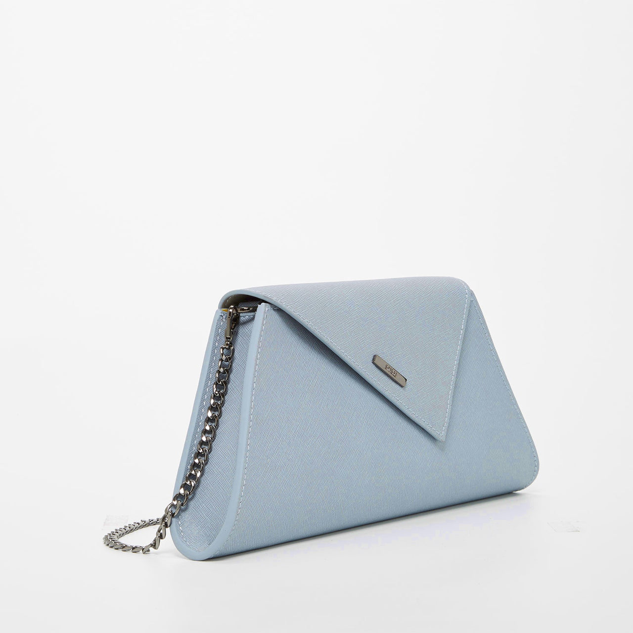 Angelica Faded Denim Leather Clutch -