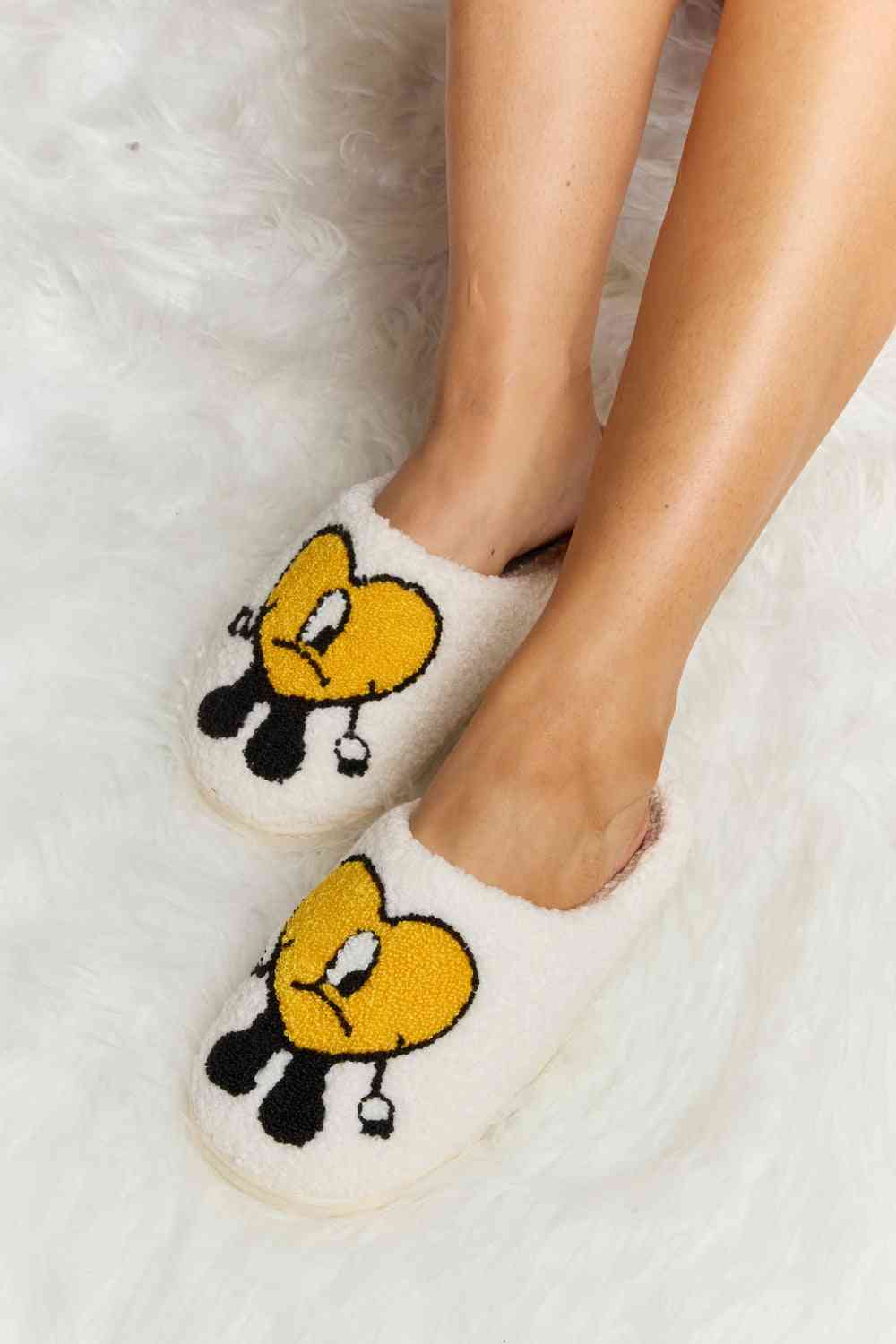 Melody Love Heart Print Plush Slippers - T - 2 COLORS -